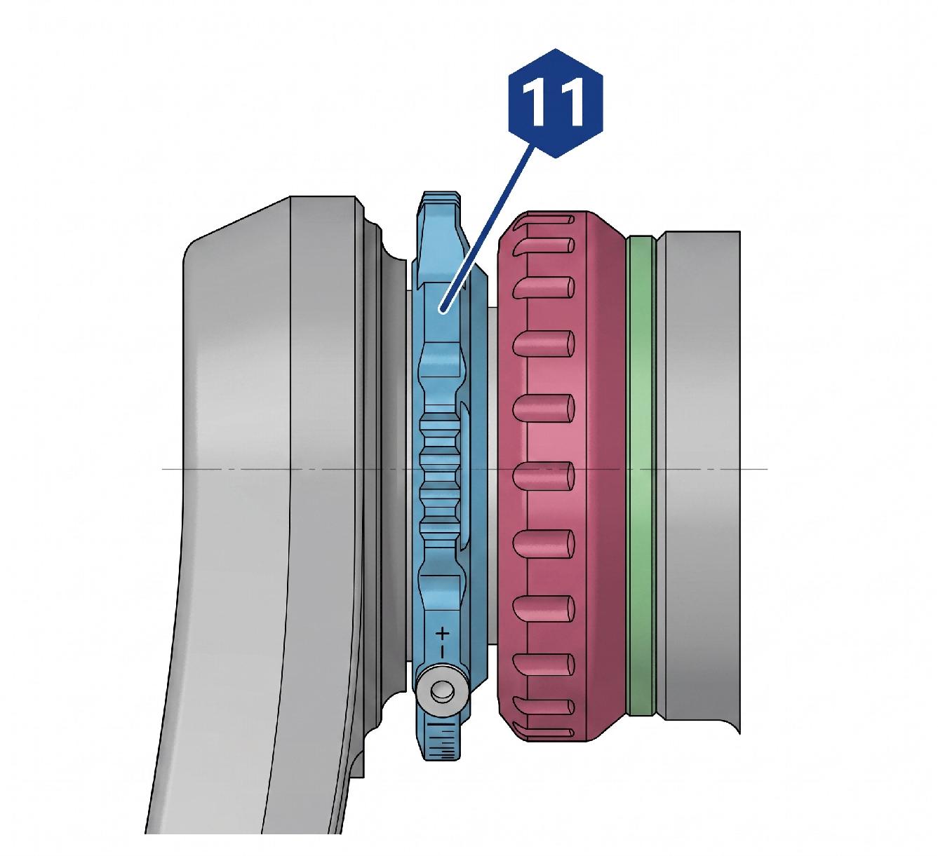 Preload adjuster cross-section showing the adjuster and bearing dust seal